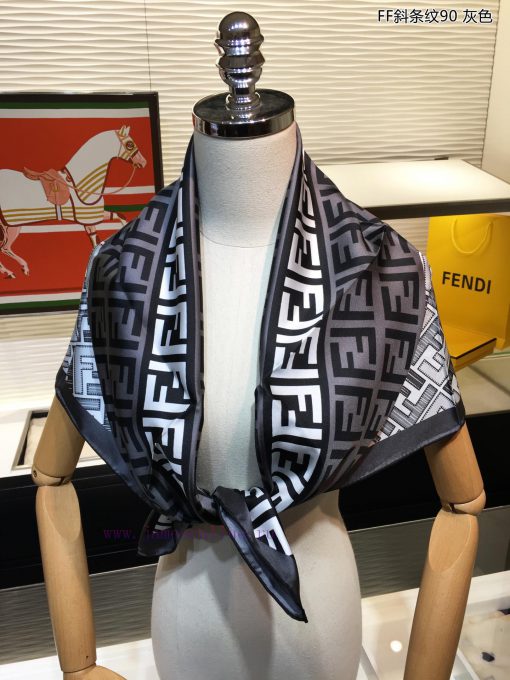 FD's latest flagship FF diagonal striped 90 silk square scarf, which is very easy to match fpmy68nlg - Image 9