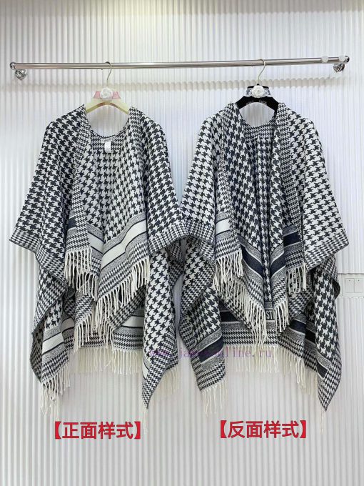 The Thousand Bird Grid Jacquard Logo Printed Cloak Material is 100% Kashmir Imported Cashmer4utme90p - Image 5