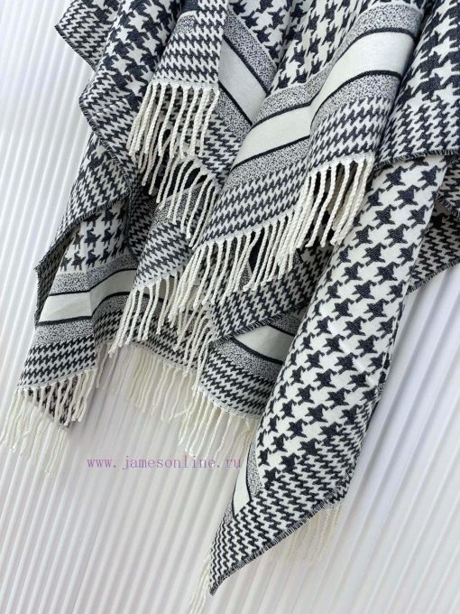 The Thousand Bird Grid Jacquard Logo Printed Cloak Material is 100% Kashmir Imported Cashmer4utme90p - Image 8