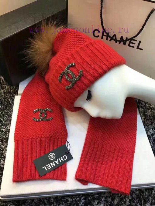 Chanel set CHANEL original single hat scarf set [Love] [Love] 70% rabbit fur+30% wool materi4dxejo1p - Image 3
