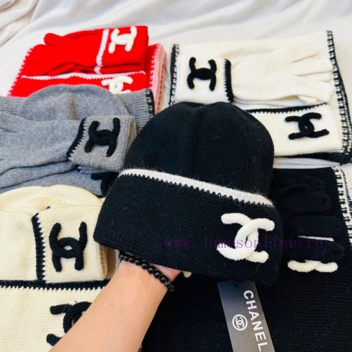 Chanel Three Piece Wool Set Hat Classic Set Hat Glove Hat Scarf Warm and Super Comfortable~Wh5raiwm0 - Image 3