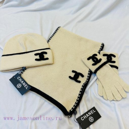 Chanel Three Piece Wool Set Hat Classic Set Hat Glove Hat Scarf Warm and Super Comfortable~Wh5raiwm0 - Image 6