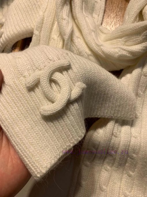 Chanel wool set hat - with fox fur ball classic set hat scarf warm and super comfortable~Wingzwwnmio - Image 7