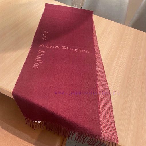 Acne fine spun wool unisex brand letter logo contrasting retro plaid fringe scarf 🧣 The smalp6d0t8z5 - Image 6