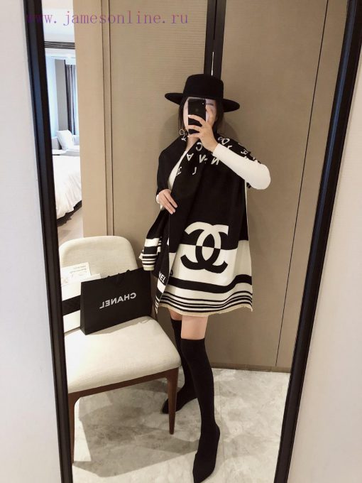 European version exclusive new Coco Chanel imitation cashmere letter jacquard scarf 🧣 Fashio6smo5g34 - Image 3