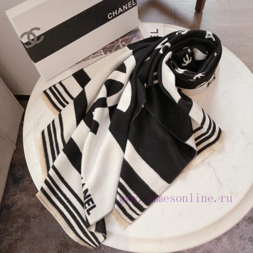 European version exclusive new Coco Chanel imitation cashmere letter jacquard scarf 🧣 Fashio6smo5g34 - Image 7