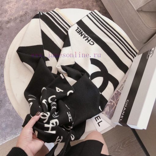 European version exclusive new Coco Chanel imitation cashmere letter jacquard scarf 🧣 Fashio6smo5g34 - Image 9