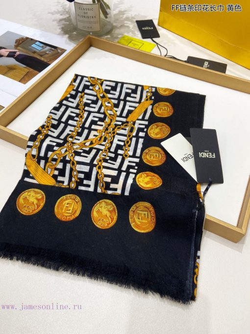 The new Fendi cashmere long scarf FF chain printed long scarf is highly recommended by VIPs.2ocmvg54 - Image 5
