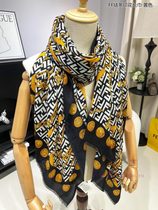 The new Fendi cashmere long scarf FF chain printed long scarf is highly recommended by VIPs.2ocmvg54 - Image 7