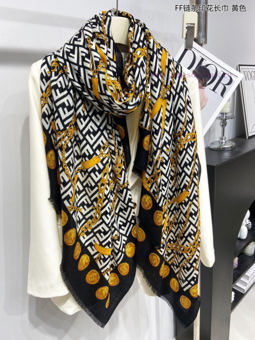 The new Fendi cashmere long scarf FF chain printed long scarf is highly recommended by VIPs.2ocmvg54 - Image 11