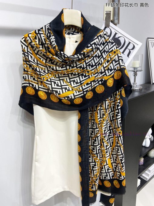 The new Fendi cashmere long scarf FF chain printed long scarf is highly recommended by VIPs.2ocmvg54 - Image 12