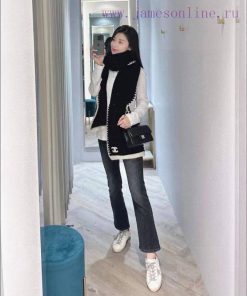 Fragrant new border Chanel cashmere knitted long scarf looks stunning [tears] Royal palace lx453wkr8