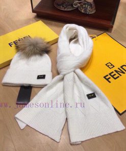 Fendi set FENDI cashmere knitted hat scarf set new 70% cashmere 30% wool [color] with 15 poi5agggqrp
