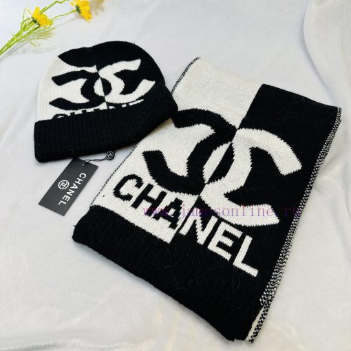 Chanel Hat and Scarf Set Made of Cashmere Material Official Website New Product Warm and Fasleq7a7f1 - Image 4