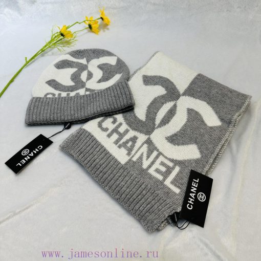 Chanel Hat and Scarf Set Made of Cashmere Material Official Website New Product Warm and Fasleq7a7f1 - Image 10