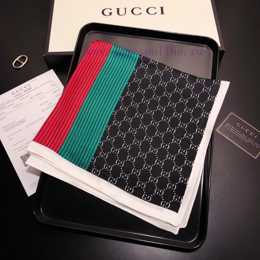 Gucci 100% mulberry silk crepe satin versatile small square scarf, with an elegant and youthpomsytv2