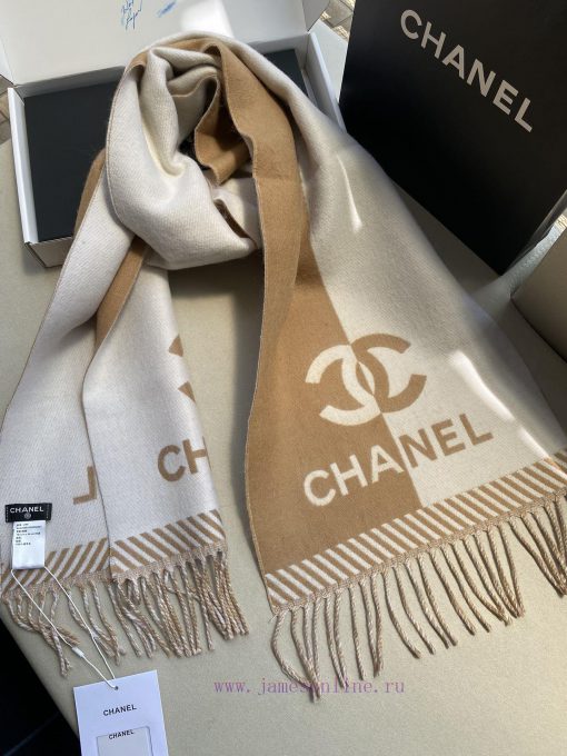 CHAN * L 24A Wool Scarf 174 * 36cm 100% WoolA thin scarf with a soft touch, simple two tone raleaqne - Image 10