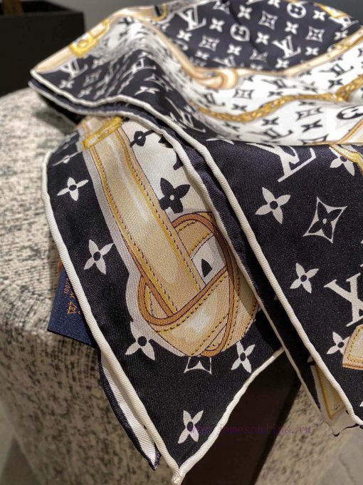 Lv... Chain Flower Lv2024 on sale, 90 * 9016 mm top-level silk square scarf... 2 colors in sr25fyyto - Image 10