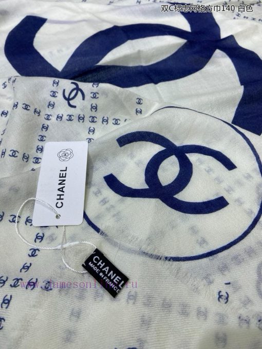 The new Chanel Double C logo mesh square scarf with 140 whisker edge cashmere square scarf iwwx7sfhl - Image 9