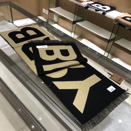 Double Eleven ️𝐁𝐮𝐫𝐛𝐞𝐫𝐫 Double sided large letter scarf in black apricot colorSize188x33cm 10y6lyr6f7 - Image 5