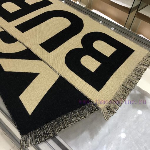 Double Eleven ️𝐁𝐮𝐫𝐛𝐞𝐫𝐫 Double sided large letter scarf in black apricot colorSize188x33cm 10y6lyr6f7 - Image 7