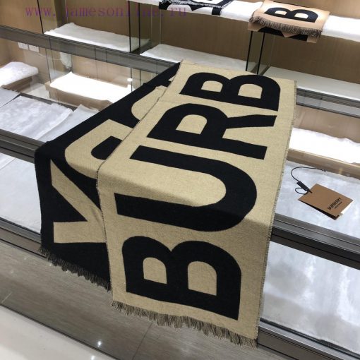 Double Eleven ️𝐁𝐮𝐫𝐛𝐞𝐫𝐫 Double sided large letter scarf in black apricot colorSize188x33cm 10y6lyr6f7 - Image 19