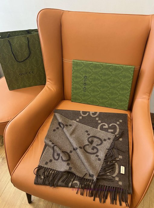 𝐆𝐮𝐜𝐜𝐢 New Big G Double sided Cashmere Scarf Coffee ColorSize45 * 200cm 100% cashmereG Home'sqgqoondh - Image 3