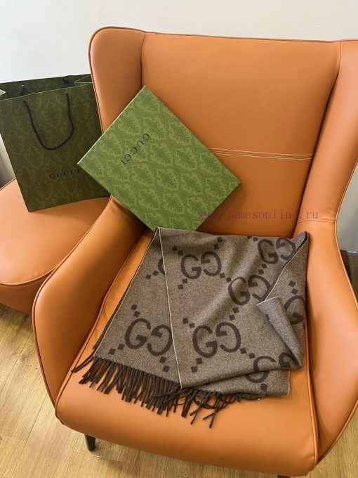 𝐆𝐮𝐜𝐜𝐢 New Big G Double sided Cashmere Scarf Coffee ColorSize45 * 200cm 100% cashmereG Home'sqgqoondh - Image 11