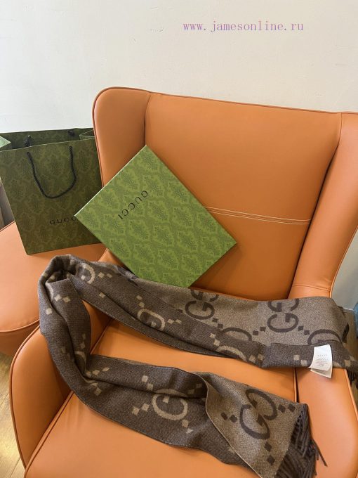 𝐆𝐮𝐜𝐜𝐢 New Big G Double sided Cashmere Scarf Coffee ColorSize45 * 200cm 100% cashmereG Home'sqgqoondh - Image 17