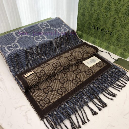 GUCCI's soft jacquard wool scarf features GG patterns on both sides, which are dynamic yet pkkrwh7p2 - Image 4