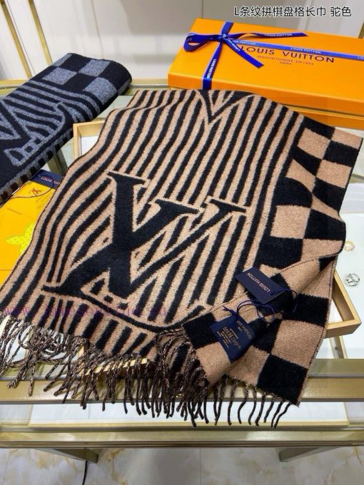 New synchronized Lvjia's new L-shaped checkerboard patterned long scarf unisex, LV Graphic s83by9lbt - Image 4
