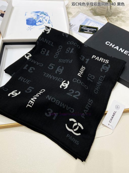 High end customized Chanel double-sided same color cashmere square scarf with double C solids5oh7flw - Image 17