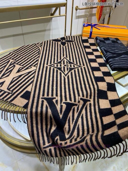 New synchronized Lvjia's new L-shaped checkerboard patterned long scarf unisex, LV Graphic s83by9lbt - Image 13