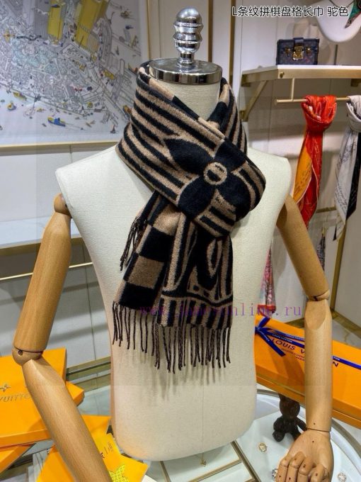 New synchronized Lvjia's new L-shaped checkerboard patterned long scarf unisex, LV Graphic s83by9lbt - Image 14