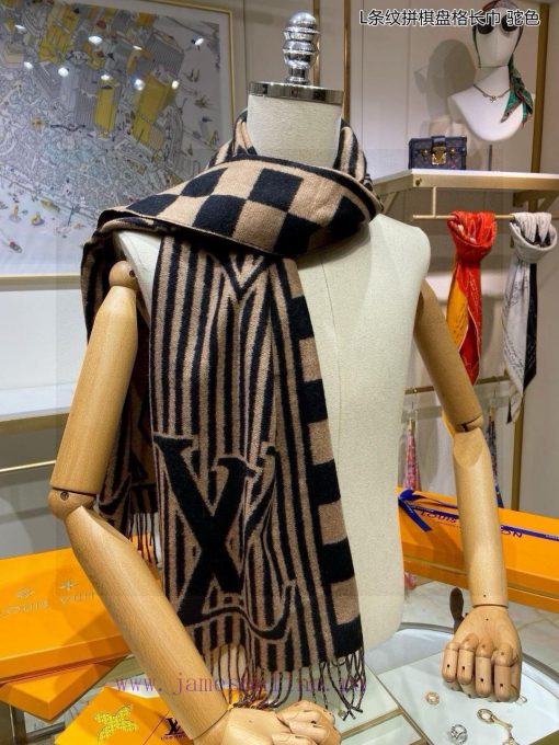 New synchronized Lvjia's new L-shaped checkerboard patterned long scarf unisex, LV Graphic s83by9lbt - Image 15