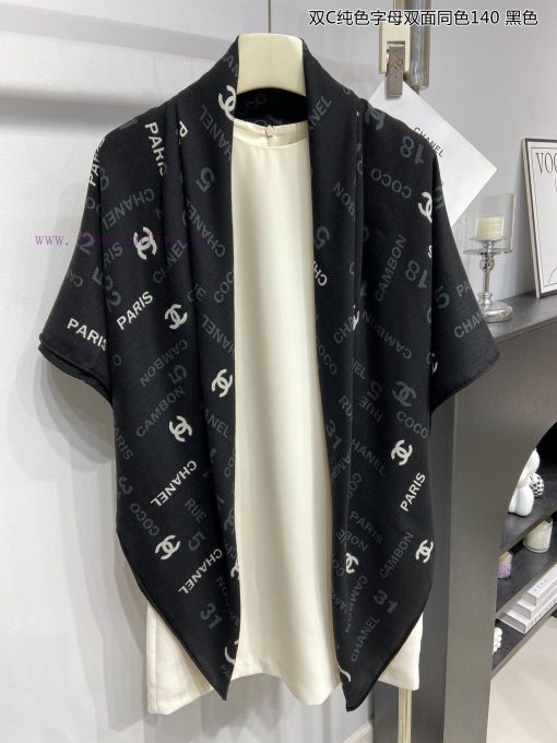 High end customized Chanel double-sided same color cashmere square scarf with double C solids5oh7flw - Image 22