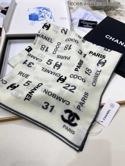 High end customized Chanel double-sided same color cashmere square scarf with double C solidqzfy2dvm - Image 17