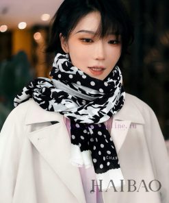 The new Chanel cashmere long scarf with polka dots and camellia flower long scarf is recommes41udssw
