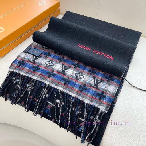 LV2024 new autumn and winter best looking men's and women's cashmere scarf with starry sky loiupel39 - Image 5