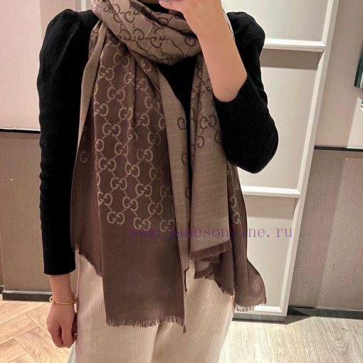 Gucci Classic Shawl GG Old Flower Thin Long Scarf G Evergreen Tree Style, unisex and suitablk48g0b1r - Image 3
