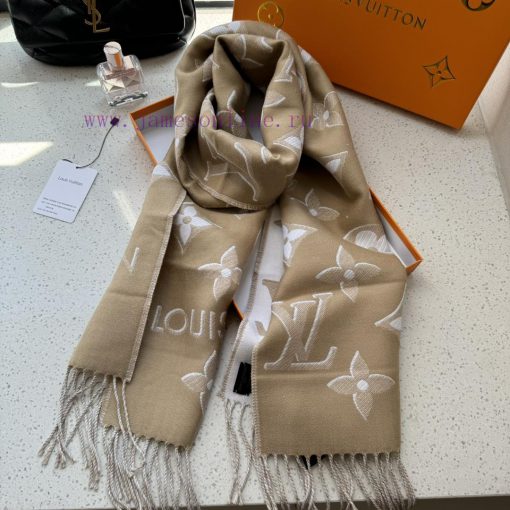 Golden thread old flower double-sided long scarf LV latest gold thread style ️ Fashionable, l0xxbwej - Image 9