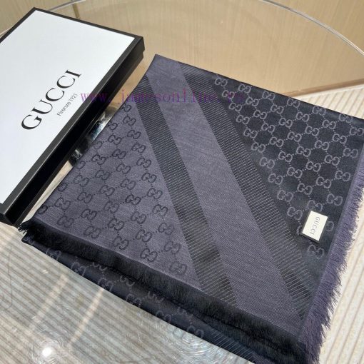 GUCCl Belle Edition - The Most Valuable Classic to BuyAlphabet Jacquard Two tone Shawl Blackz5zjtjnc - Image 5
