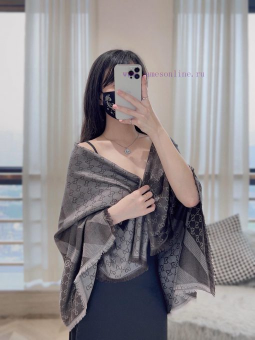 GUCCl Belle Edition - The Most Valuable Classic to BuyAlphabet Jacquard Two tone Shawl Blackz5zjtjnc - Image 9