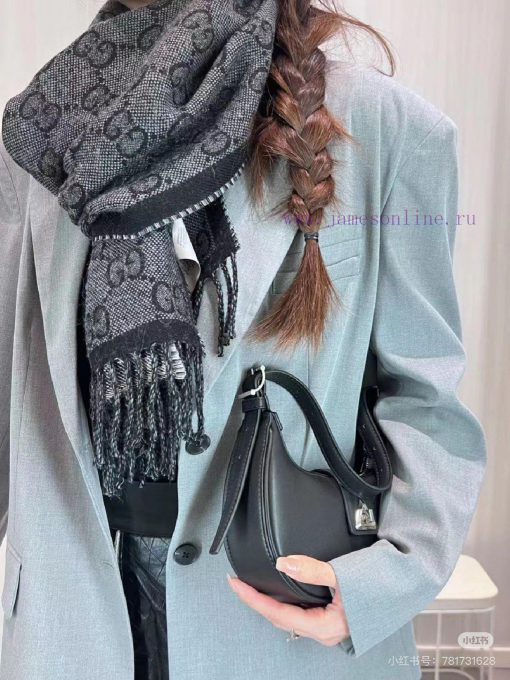 High quality 𝐆𝐔𝐂𝐂𝐈 Jacquard fringe knitted scarfSuper beautiful denim blue+coffee contrastin92iwzeit - Image 4