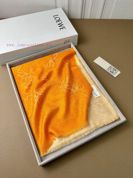 Loewe herringbone silk and cashmere gradient autumn thin scarf with perfect raw material ratej065116 - Image 3