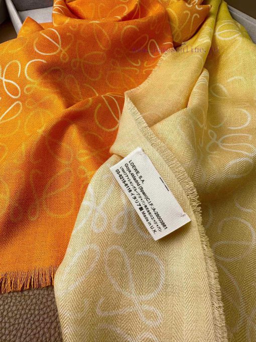 Loewe herringbone silk and cashmere gradient autumn thin scarf with perfect raw material ratej065116 - Image 10