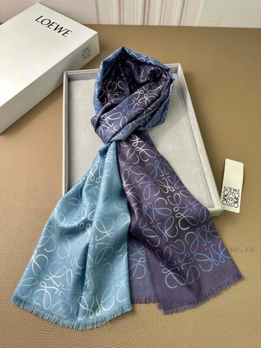 Loewe herringbone silk and cashmere gradient autumn thin scarf with perfect raw material ratrcju7cs5 - Image 8