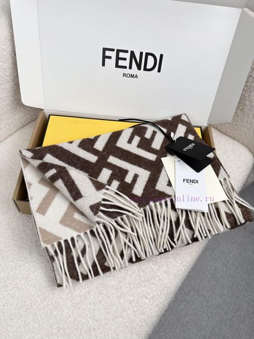 F Home Fendi Old Flower Gradient Double sided Cashmere Scarf, Soft and Delicate Double sidedczlrx88v - Image 3