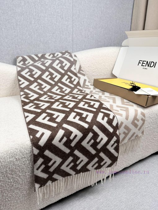 F Home Fendi Old Flower Gradient Double sided Cashmere Scarf, Soft and Delicate Double sidedczlrx88v - Image 8