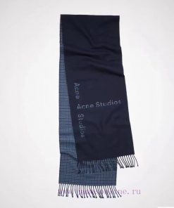 Acne deep blue patchwork light blue small grid AB face fairy scarf, with a gentle feeling thonllb5qa